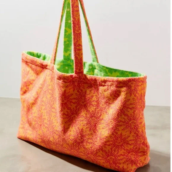 Lucky Printed Terrycloth Reversible Tote Bag Large Beach Poolside B2 - Picture 8 of 9